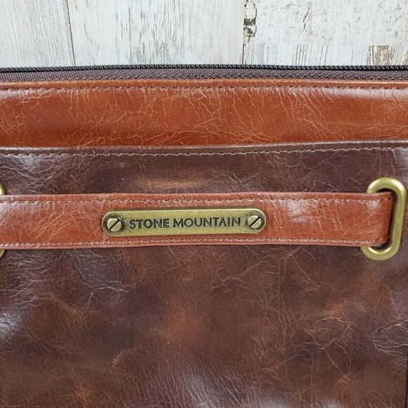 Stone Mountain Leather Clutch Wristlet Bag Purse Brown - Picture 3 of 8